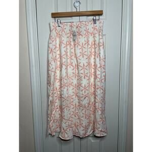 NEW Loft Womens Coral Linen Blend Midi Skirt Pull On Size M Medium